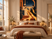 Bleu Nuit & Lumière du Soir — œuvre seule dans une chambre haussmannienne