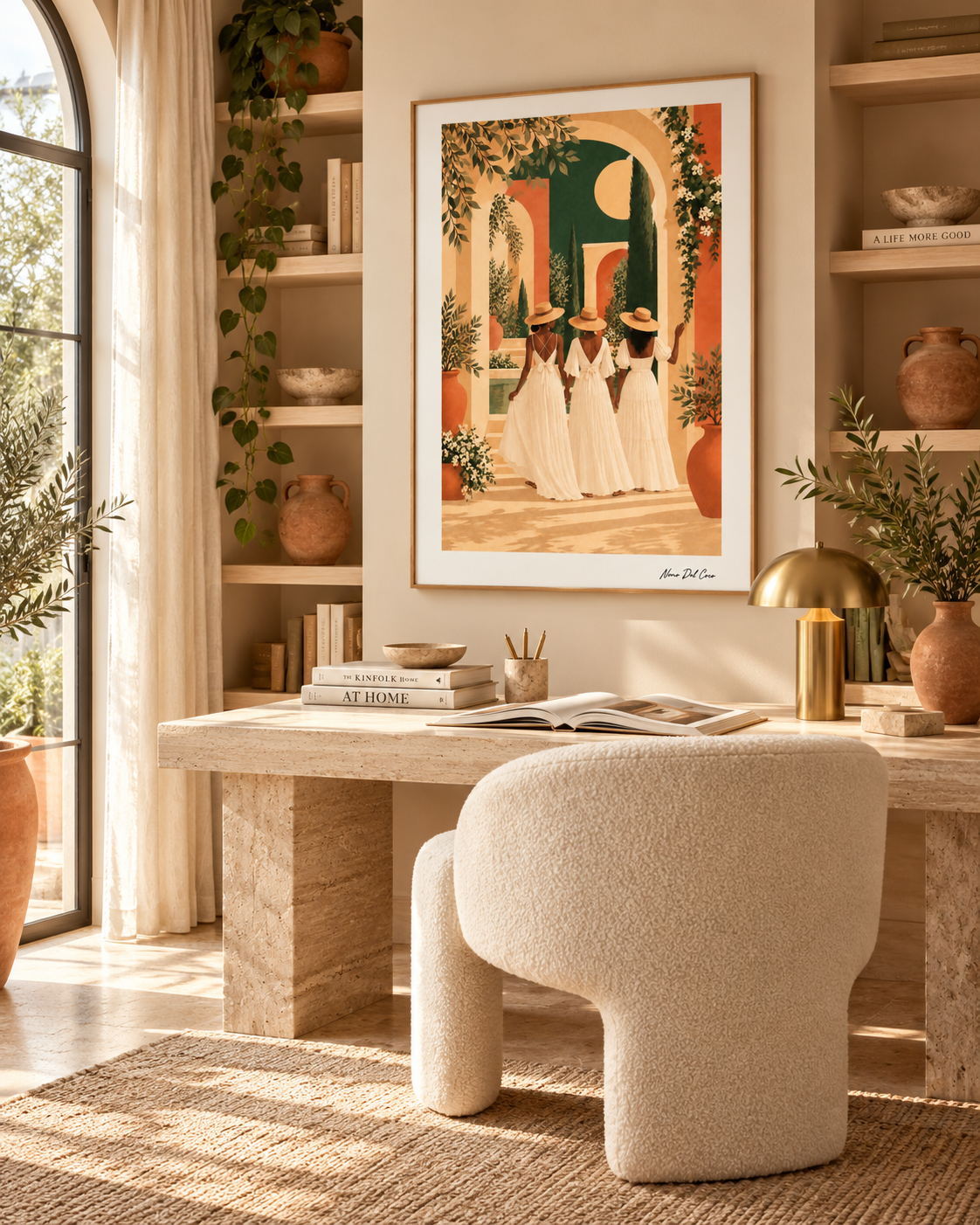 Terra & Soleil — œuvre dans un bureau lumineux aux tons naturels